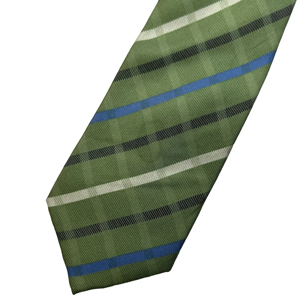 Chaps Green Blue Stripe Tie Silk 3.25